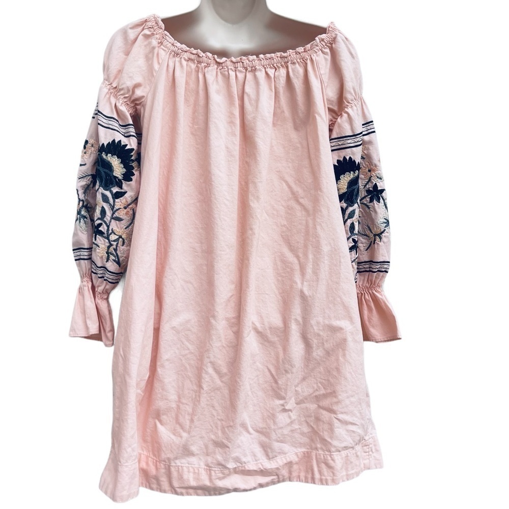 FREE PEOPLE Fleur Du Jour Off-the-Shoulder Embroidered Dress Small soft 8873 - Picture 4 of 11